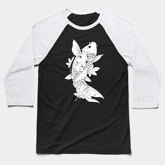 Koi Hannya Baseball T-Shirt by NomadaArtshop